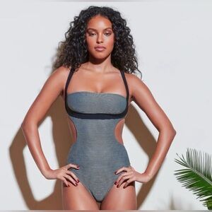 Fleur Du Mal One Piece Bathing Suit Metallic M